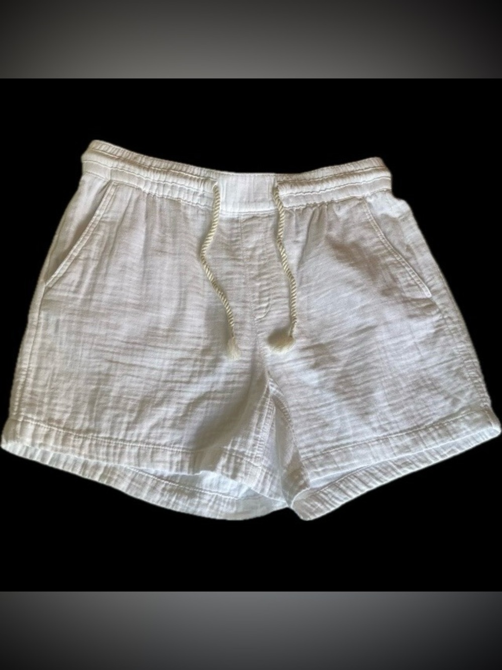 Old Navy Bright White Drawstring Cotton Shorts Size Medium High Waist Beach
